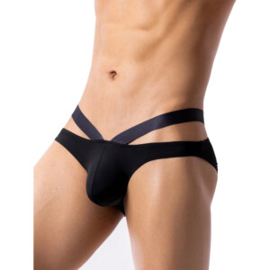 Men's Low Rise Criss Cross Cut Out Briefs - Black - Medium