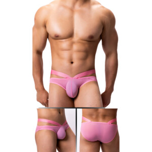 Men's Criss Cross Cut Out Briefs - Pink - Medium