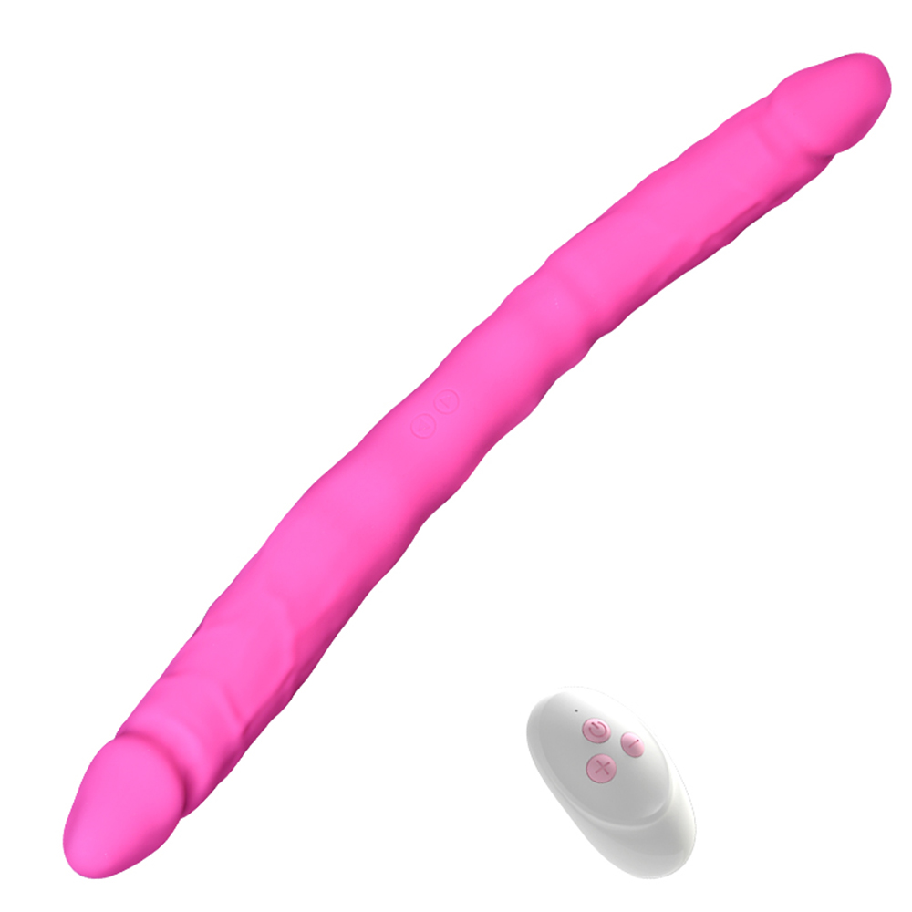 Elite Pink Vibrating Premium Silicone Double Dildo with Remote Control -  Pink - Romantic Depot | Adult Sex Toy Superstore