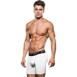 Envy Wide Band Low Rise Boxer Briefs for Men - White - S/M
