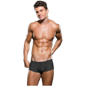 Envy Microfiber Waffle Trunk Brief Underwear for Men - Black with White Pinstripes - S/M