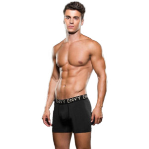 Envy Wide Band Low Rise Boxer Briefs for Men - Black - S/M