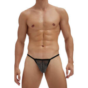 Men's Glitter Mesh Brief - Black - Medium