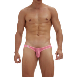 Men's Glitter Mesh Brief - Pink - Medium