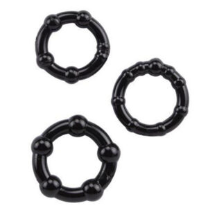 Elite Star-Studded Strong & Hard Erection Ring 3 Pack - Black