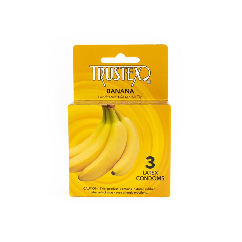 trustex lubricated condoms Trustex Banana Flavored Lubricated Condoms 3 Pack - Romantic Depot