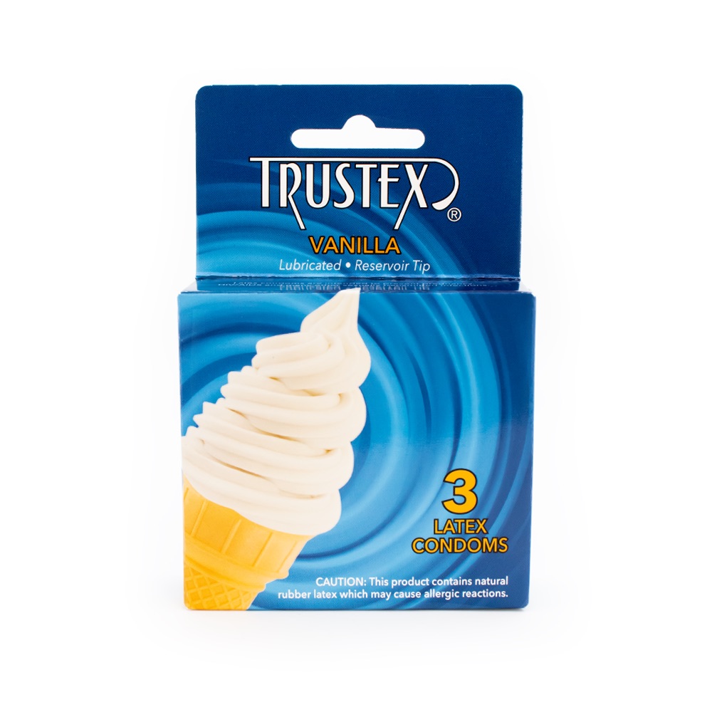 Trustex Vanilla Flavored Lubricated Condoms 3 Pack - Romantic Depot