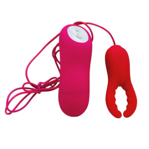 Two Pronged Remote Controlled Clit Stimulator - Pink