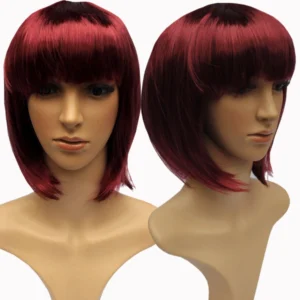 VIP Short Bob with Sexy Bangs Wig - Amber Red
