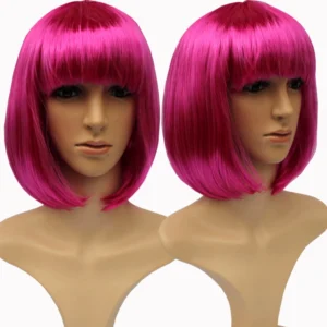 VIP Short Bob with Sexy Bangs Wig - Fucshia