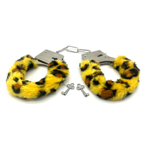 Elite BDSM Leopard Print Furry Handcuffs