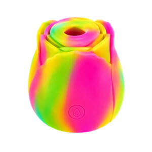 Rainbow-colored rose-shaped silicone device
