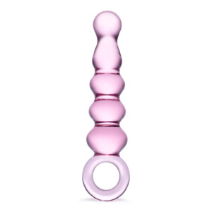 Pink glass beaded wand with loop handle