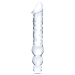 Clear textured glass toy with rounded tip