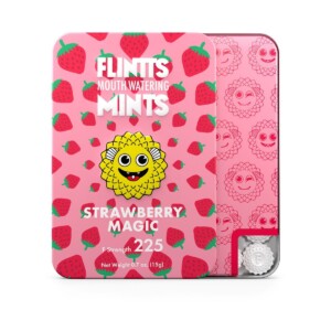 Flint's Strawberry Magic Mints, fun packaging design.