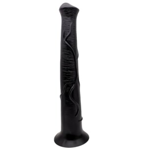Large black textured silicone toy with vine design.