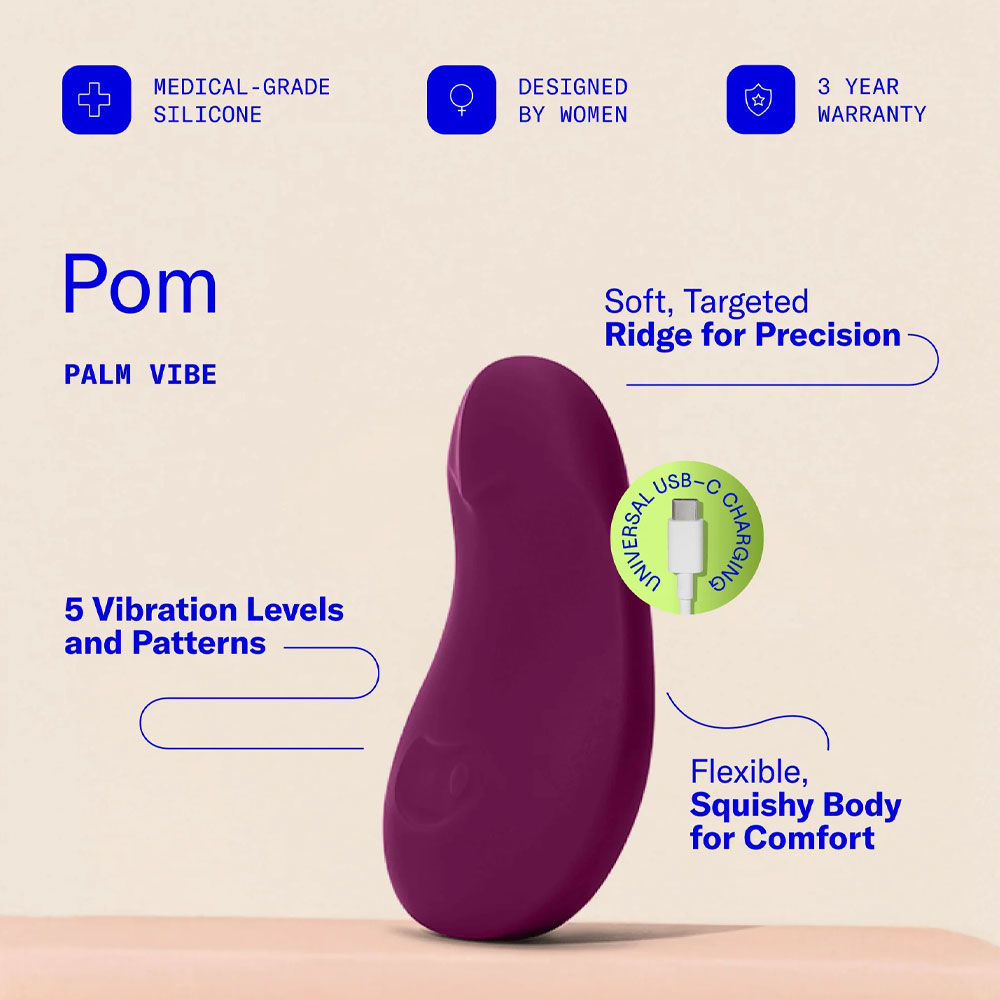 Purple ergonomic vibrator with USB-C charging port.