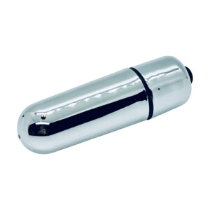 Silver bullet-shaped metal object