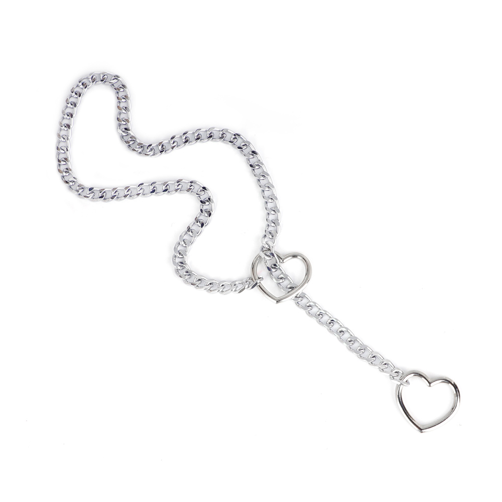 Silver chain with heart pendants