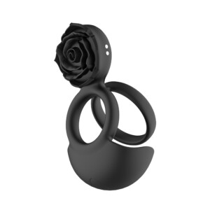 Black silicon ring with rose design