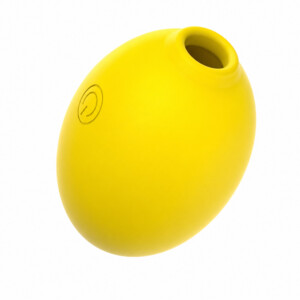 Yellow egg-shaped electronic device with top opening