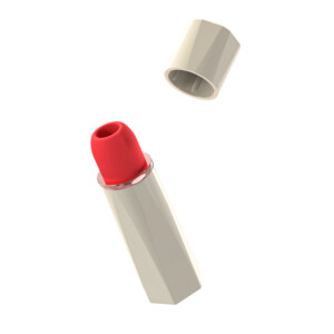 Red lipstick with open cap