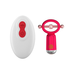 Red and white handheld massager device