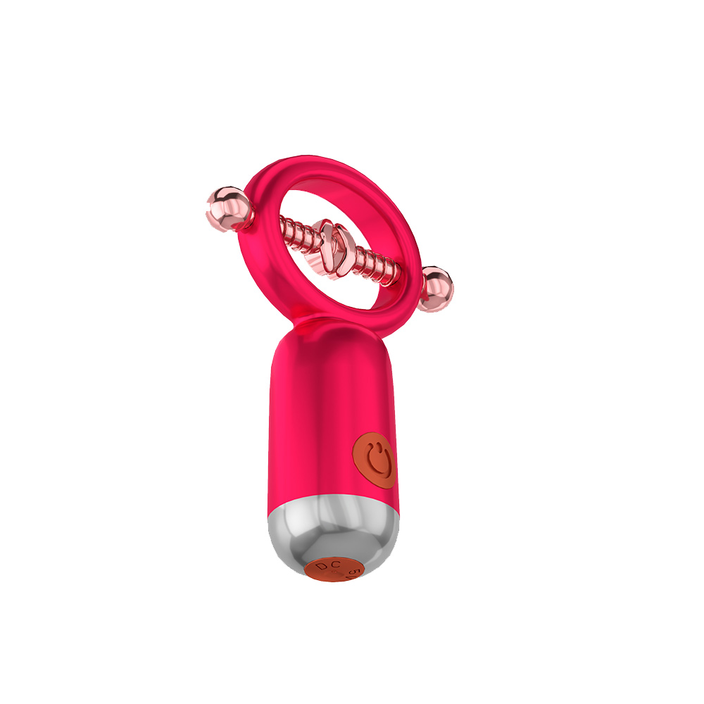 Pink massage device with circular grip and button