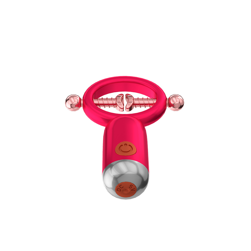 Pink electronic skincare massager with metal rollers