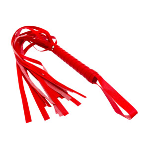 Red leather whip with multiple tails
