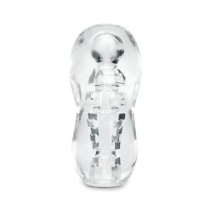 Clear plastic container with textured interior design.