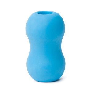 Blue rubber chewing dog toy with peanut shape