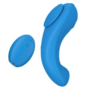 Blue curved vibrator with wireless remote control