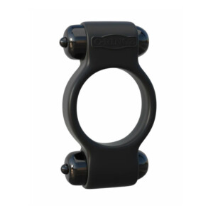 Black vibrating ring with two built-in bullets