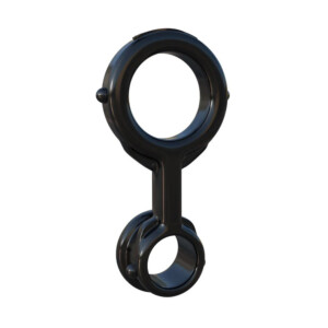 Black circular metal bracket with two rings