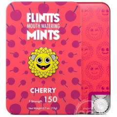 Flints cherry mints tin with smiling mascot