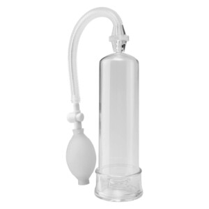 Clear plastic penis pump with hand bulb
