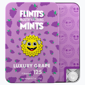 Purple tin of Flints Luxury Grape mints