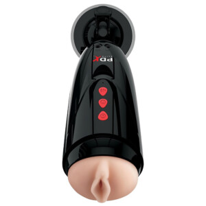 Black automatic male masturbator device with control buttons
