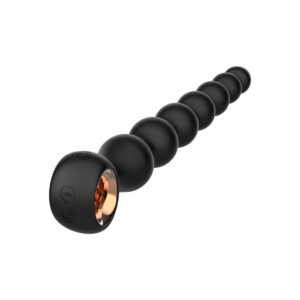 Black silicone beaded vibrator with control base