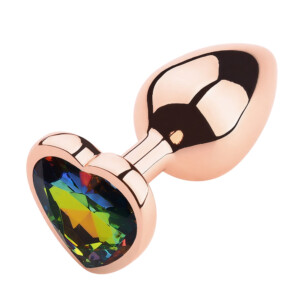 Rose gold jeweled heart-shaped butt plug