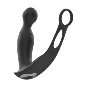 Black curved silicone personal massager with ring handle