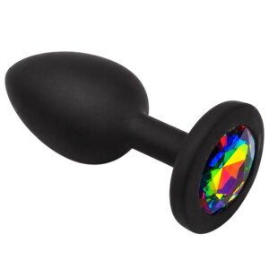 Elite Black Silicone Plug with Rainbow Gem