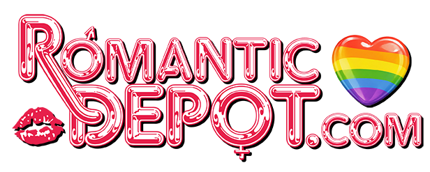 Romantic Depot neon logo with rainbow heart