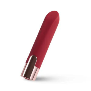 Red silicone vibrator with metallic base