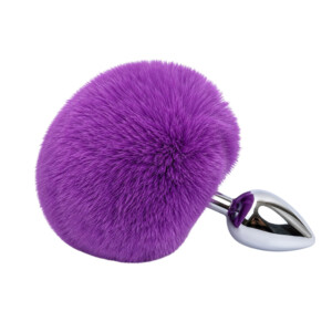 Purple fluffy tail attached to metal plug