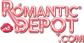 Romantic Depot logo with red lips and decorative stars