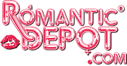 Romantic Depot logo with red lips and website address