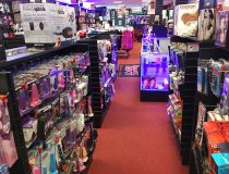 Romantic Depot Manhattan interior featuring a wide selection of adult toys, including vibrators, dildos, and novelty items, organized by category to enhance the shopping experience.