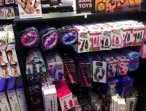 Romantic Depot Manhattan adult toy section with dildos, vibrators, and intimacy products for couples